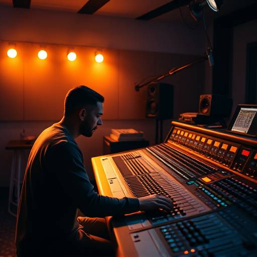 A mixing engineer working at a mixing console