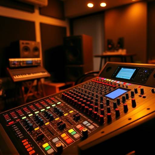 Image of a mixing console with a musician working in Sonic Sanctuary Studio to create their album.