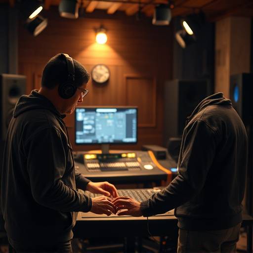 Photo of Sonic Sanctuary engineers during a mastering session, mastering the latest digital release.